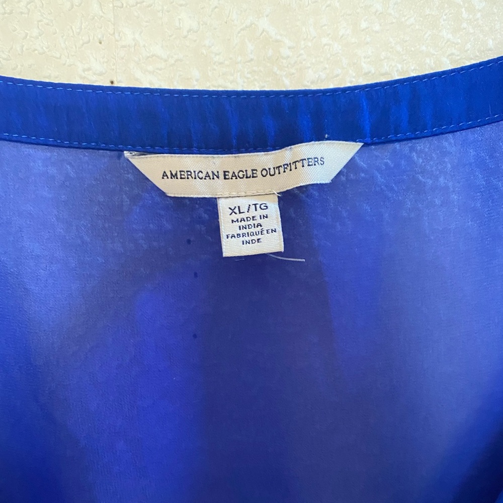 NWOT Blue American Eagle Front Tie Blouse - Picture 4 of 4